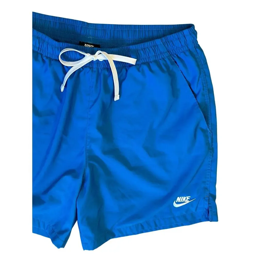 Nike Men’s Woven Athletic Shorts Blue White Drawstring Mesh Lined Size Large